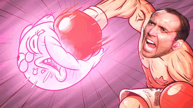 a cartoon of a man wearing boxing gloves with a canadian maple leaf on his chest