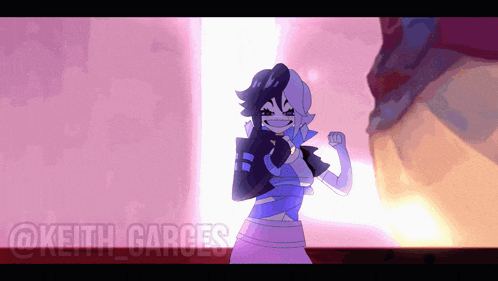 a cartoon drawing of a girl with the name keith garces on the bottom