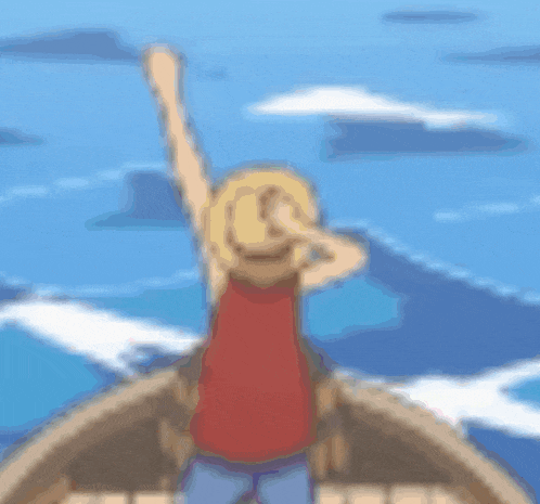 a blurry picture of monkey d luffy in a boat