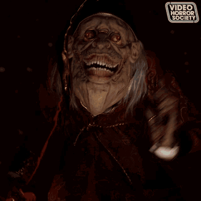 a poster for video horror society shows a scary witch