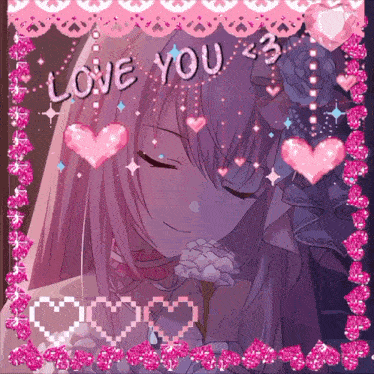 a picture of a girl with the words love you written above her