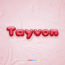 the word tayvon is written in red balloons on a pink background