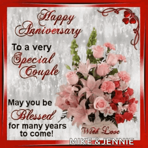 a happy anniversary card from mike and jennie