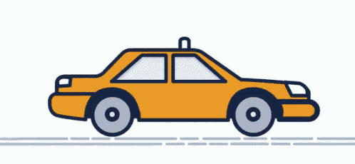 a cartoon illustration of a yellow taxi cab
