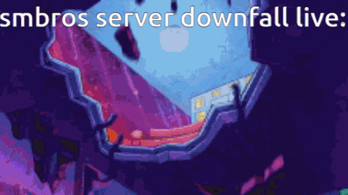 a colorful background with the words " smbros server downfall live " on it