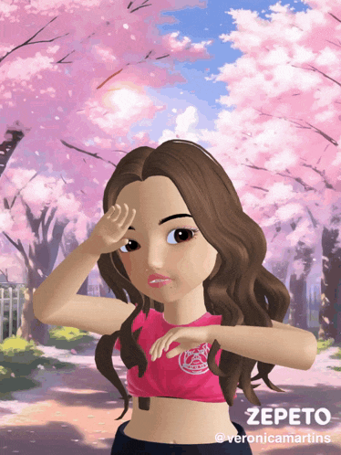 a cartoon of a girl with the word zepeto on the bottom