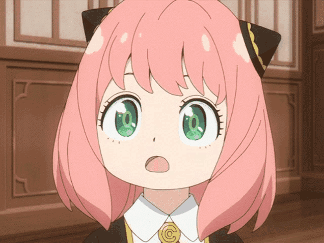 a girl with pink hair and green eyes is wearing a white shirt and tie
