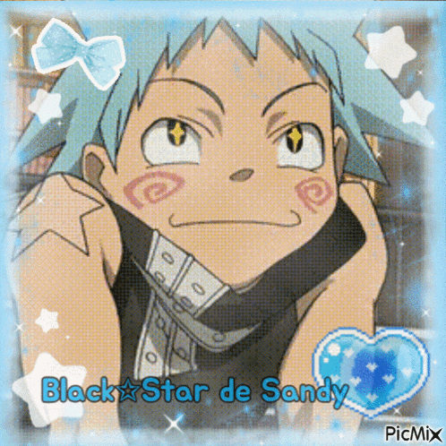 a picture of a cartoon character with the words black star de sandy on it
