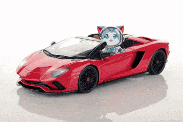 a red toy car with a robot on top
