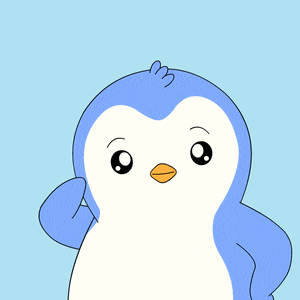 a cartoon penguin with the words no prob written above it