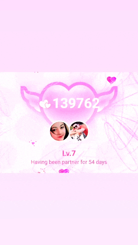lv.7 has been partner for 54 days with a pink background