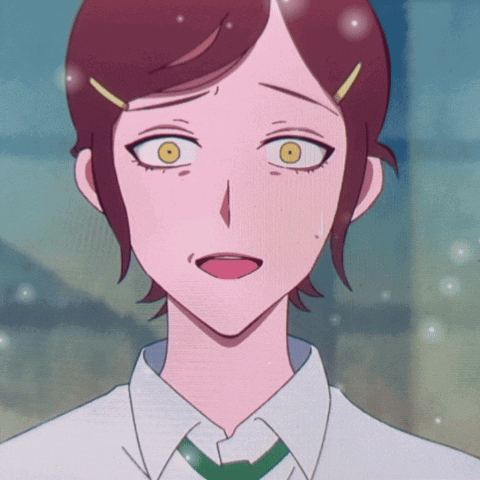 a close up of a girl 's face with a white shirt and green tie