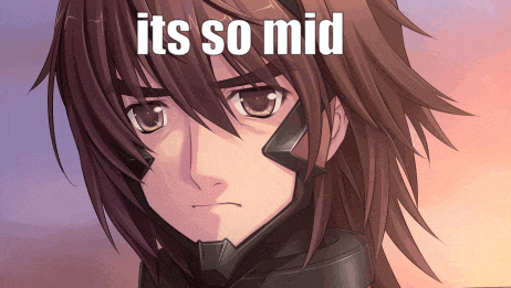 a picture of a girl with the words " its so mid " written on it