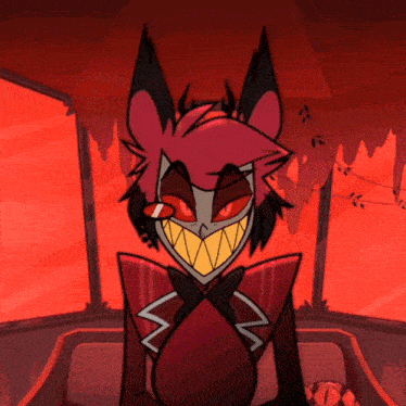 a cartoon drawing of a monster with red eyes