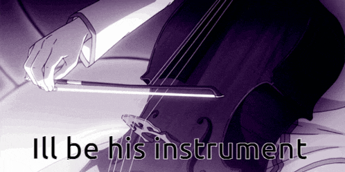 a person playing a violin with the words ill be his instrument above them