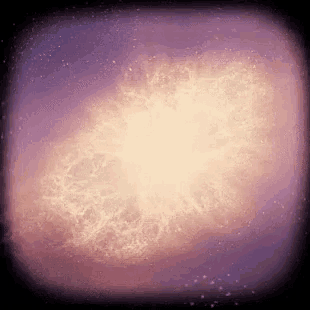 a purple and orange background with a glowing object in the middle