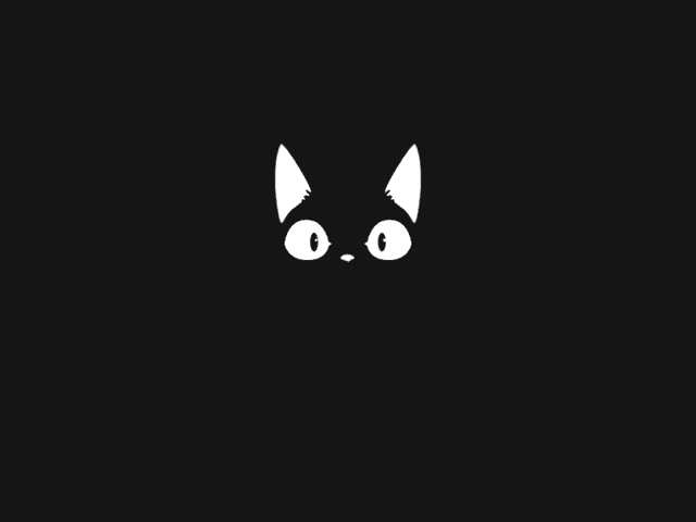 a black cat with white eyes and a white nose