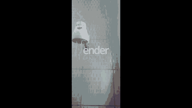 a man is taking a shower and the word ender is on the bottom
