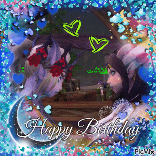 a happy birthday greeting card with a video game character