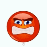 an angry smiley face with a big mouth and clenched teeth