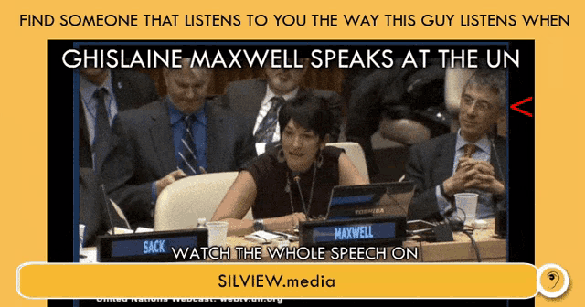 a picture of ghislaine maxwell sitting at a table