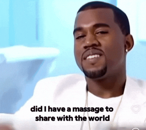 a man with a beard and a white jacket is smiling and saying " did i have a massage to share with the world "
