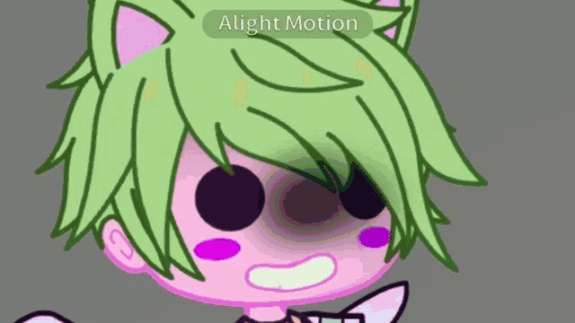 a close up of a cartoon character with the words alight motion at the top