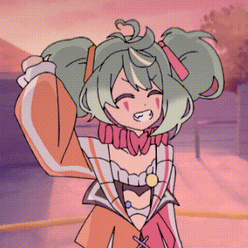 a cartoon of a girl with pigtails and a heart on her chest
