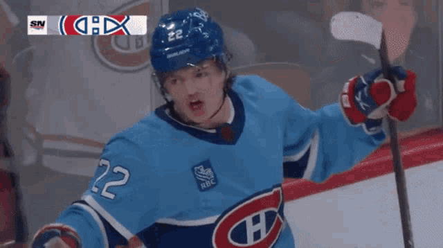 a hockey player with the number 22 on their jersey