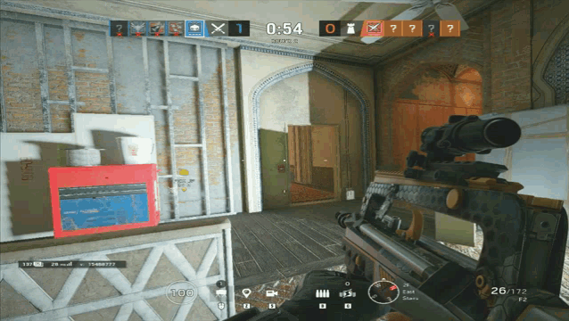 a screenshot of a video game with the time of 0:54 on the screen