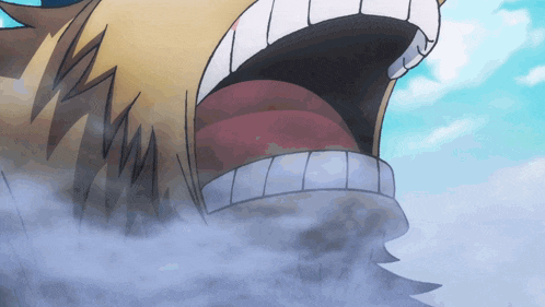 a close up of a cartoon character 's mouth and teeth