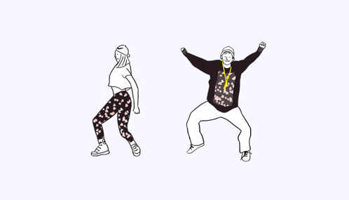 a drawing of a man and a woman dancing