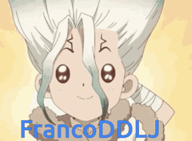 a cartoon character with the name francoddlj written in blue