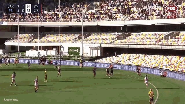 a fox broadcast of a soccer game with a score of 5 to 1