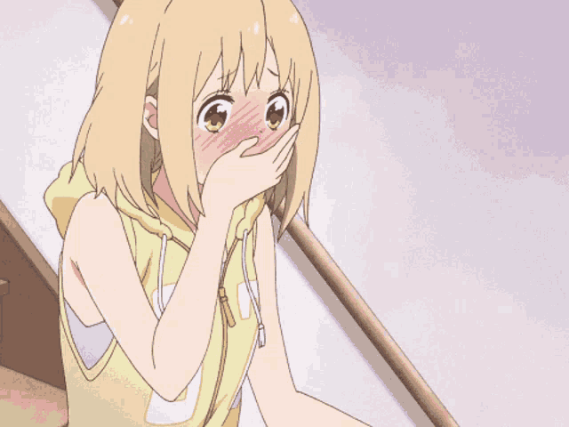 a cartoon girl with a plant on her head
