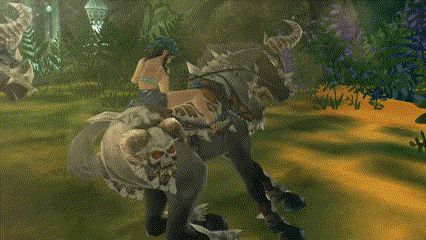 a man is riding a horse with horns on it