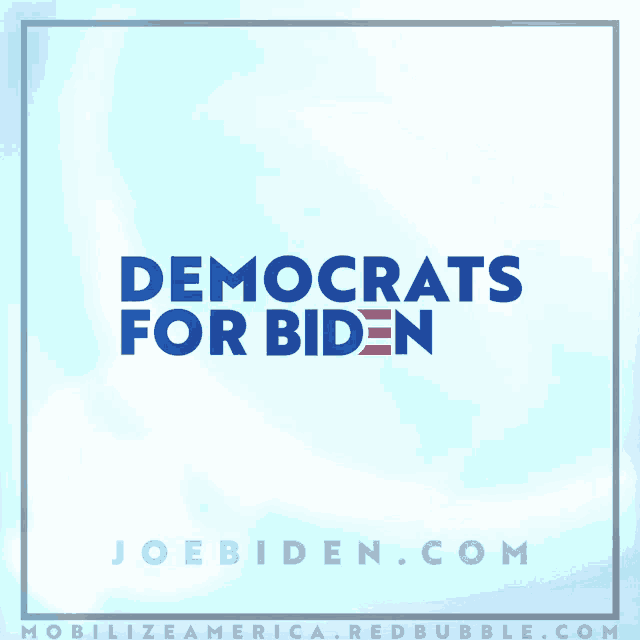 a logo for democrats for biden against a blue sky