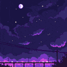 a pixel art of a purple sky with a full moon