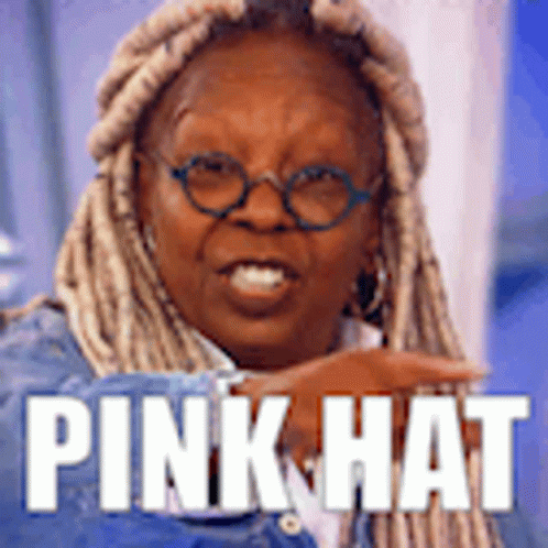 Pink Hat Whoopi Goldberg GIF - Pink Hat Whoopi Goldberg Point GIFs