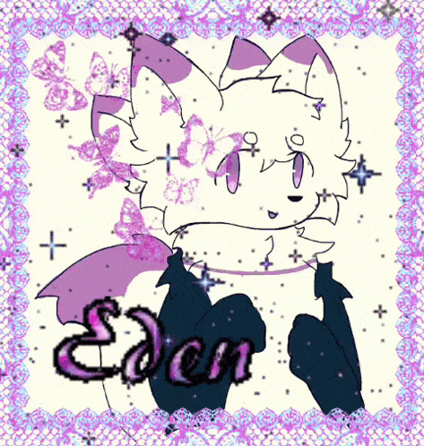 a drawing of a fox with the name eden written on it