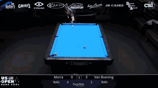 a pool table with a blue cloth and the word diamond on it