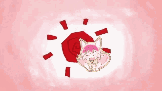 a drawing of a girl with pink hair and a rose