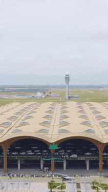 an aerial view of a large building with the letter c on the bottom