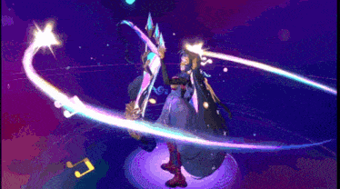 a woman in a black dress with a gold ribbon around her waist is playing a harp
