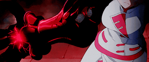 a cartoon character with a red light coming out of their hand
