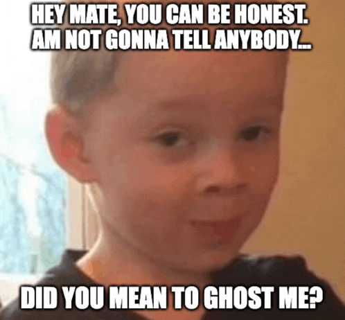a young boy is making a funny face with a caption that says hey mate