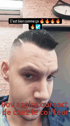 a man 's face is shown with the words " c'est bien comme ça " above him