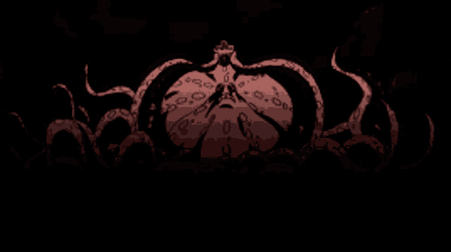 a drawing of a giant octopus with tentacles coming out of it
