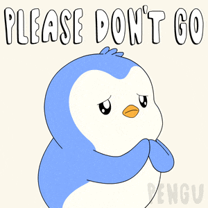 a blue and white penguin with the words please don 't go below it