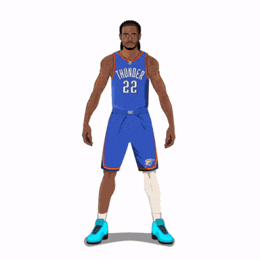 an illustration of a basketball player wearing a thunder jersey